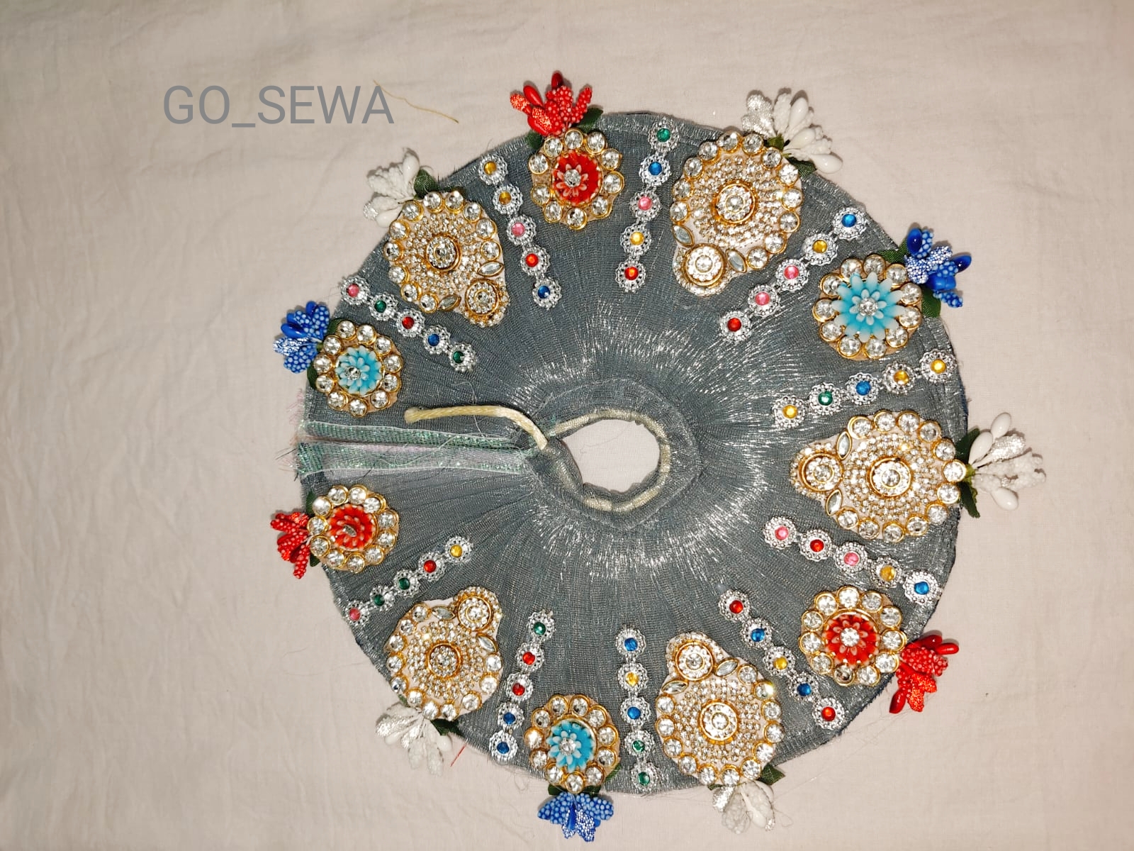 Radha Rani Thakur Ji Dress Set for Janmashtami | Premium Organza Fabric | Designer Poshak with Pagri (Size 4) - Image 2