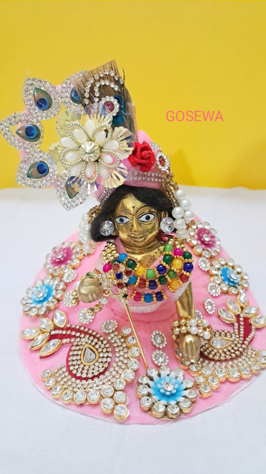 Pink Blossom Divine Poshak for ladu gopal,radha rani , thakur ji– Size 3