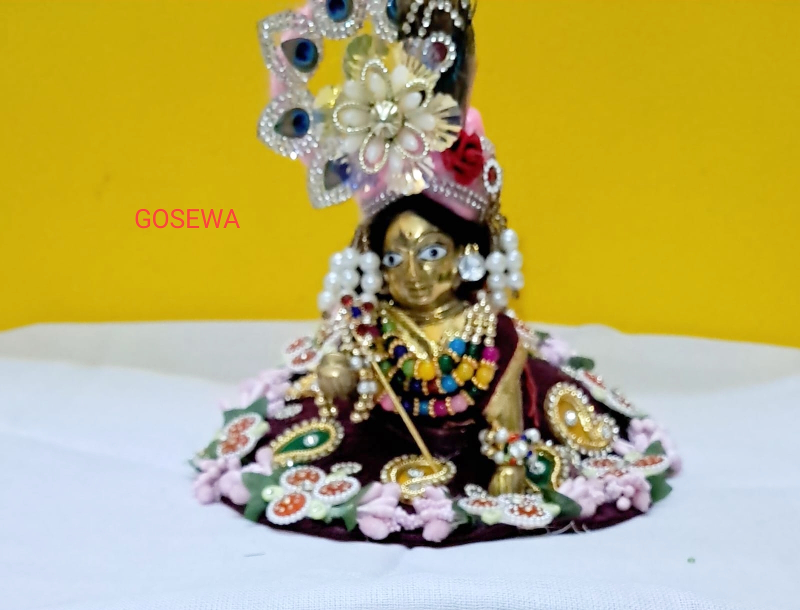 🌸 Maroon Designer Poshak Set (With Pagdi) for ladu gopal– Size 3 🌸