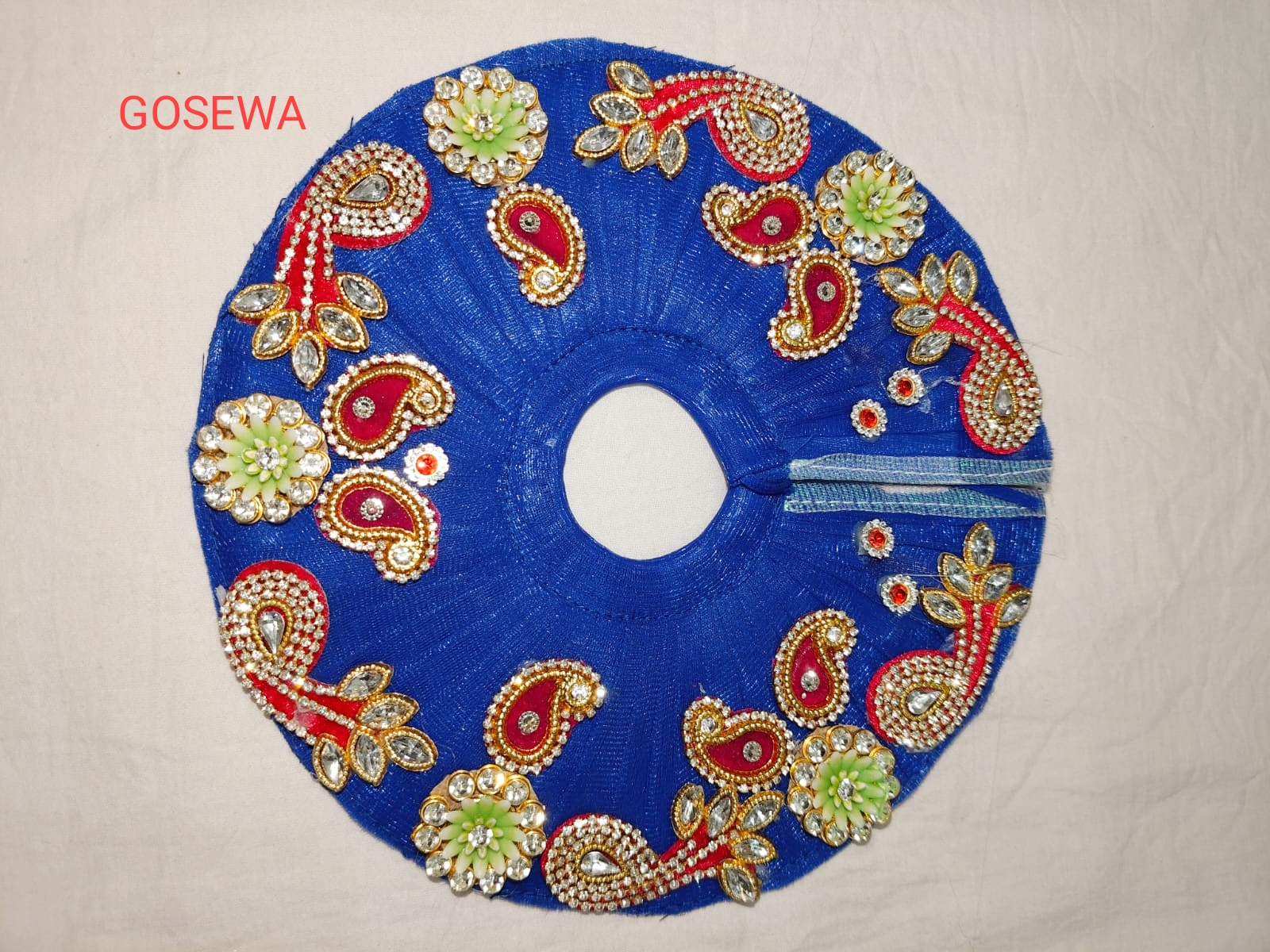 Royal Blue Organza Poshak Set for radha rani & thakur ji with Pagdi – Size 4 - Image 2