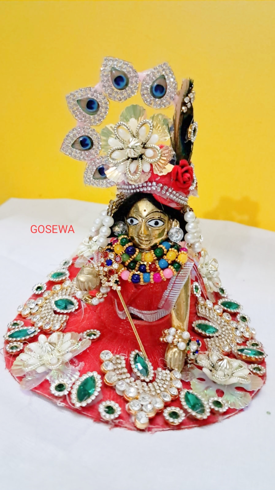 Red Royal Grace – Designer Thakur Ji Poshak with Pagdi (Size No. 4)